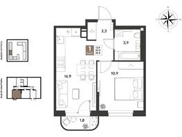 Продается 1-комнатная квартира ЖК ГРЕЙД, литер 14, 35.8  м&sup2;, 6615840 рублей