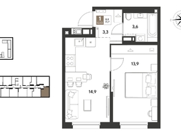 Продается 1-комнатная квартира ЖК ГРЕЙД, литер 14, 35.7  м&sup2;, 6436711 рублей
