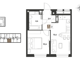 Продается 1-комнатная квартира ЖК ГРЕЙД, литер 14, 33.7  м&sup2;, 6231131 рублей