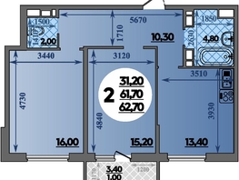 Продается 2-комнатная квартира ЖК Парк у дома, литера 7.3, 62.7  м&sup2;, 10069999 рублей