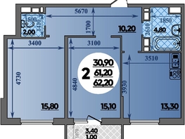 Продается 2-комнатная квартира ЖК Парк у дома, литера 7.3, 62.2  м&sup2;, 9829999 рублей
