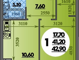 Продается 1-комнатная квартира ЖК Парк у дома, литера 7.3, 42.9  м&sup2;, 7959999 рублей