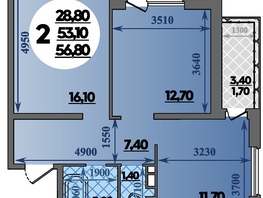 Продается 2-комнатная квартира ЖК Парк у дома, литера 7.3, 56.8  м&sup2;, 11900000 рублей