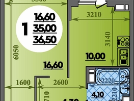 Продается 1-комнатная квартира ЖК Парк у дома, литера 7.3, 36.5  м&sup2;, 7009999 рублей