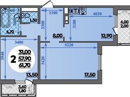 Продается 2-комнатная квартира ЖК Парк у дома, литера 7.3, 61.7  м&sup2;, 12089999 рублей