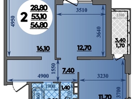 Продается 2-комнатная квартира ЖК Парк у дома, литера 7.3, 56.8  м&sup2;, 11260000 рублей