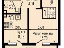Продается 1-комнатная квартира ЖК Ботаника Хилс, лит 2, 31.92  м&sup2;, 8470000 рублей