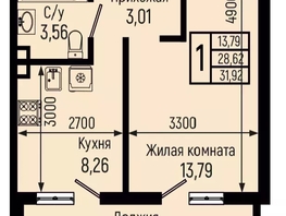Продается 1-комнатная квартира ЖК Ботаника Хилс, лит 2, 31.92  м&sup2;, 8970000 рублей