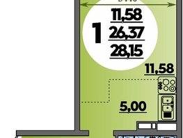 Продается Студия ЖК Восточный, литера 42, 28.15  м&sup2;, 4273999 рублей