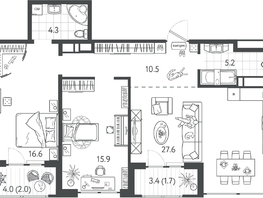 Продается 2-комнатная квартира ЖК Все Свои ВИП, литер 4, 82.95  м&sup2;, 24885000 рублей