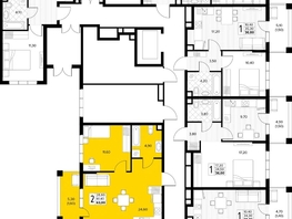 Продается 2-комнатная квартира ЖК Кипарис, литер 7, 63  м&sup2;, 19215000 рублей