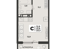 Продается Студия ЖК Лето, литера 1.6, 23.3  м&sup2;, 4382100 рублей