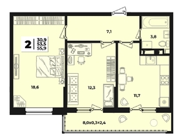 Продается 2-комнатная квартира ЖК Лето, литера 1.5, 55.9  м&sup2;, 8018700 рублей