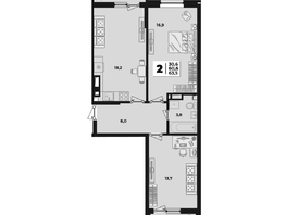 Продается 2-комнатная квартира ЖК Лето, литера 1.5, 63.5  м&sup2;, 8724500 рублей