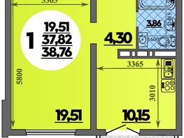 Продается 1-комнатная квартира ЖК Город у моря, литера 21, 38.76  м&sup2;, 7489999 рублей