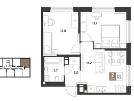 Продается 2-комнатная квартира ЖК ГРЕЙД, литер 13, 46  м&sup2;, 8717000 рублей