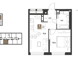 Продается 1-комнатная квартира ЖК ГРЕЙД, литер 13, 33.7  м&sup2;, 6507471 рублей
