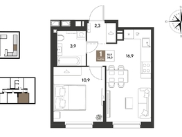 Продается 1-комнатная квартира ЖК ГРЕЙД, литер 13, 34  м&sup2;, 6293400 рублей