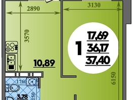 Продается 1-комнатная квартира ЖК Восточный, литера 37, 37.4  м&sup2;, 5470700 рублей