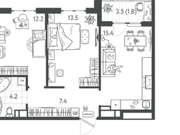 Продается 2-комнатная квартира ЖК Все Свои ВИП, литер 4, 54.1  м&sup2;, 13795500 рублей