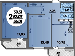 Продается 2-комнатная квартира ЖК Восточный, литера 42, 56.01  м&sup2;, 6626025 рублей