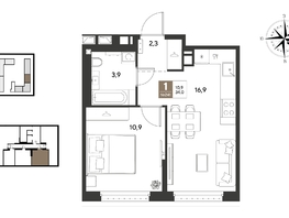 Продается 1-комнатная квартира ЖК ГРЕЙД, литер 13, 34  м&sup2;, 6310400 рублей