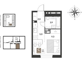 Продается Студия ЖК ГРЕЙД, литер 13, 22.2  м&sup2;, 4368960 рублей