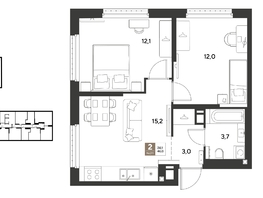 Продается 2-комнатная квартира ЖК ГРЕЙД, литер 14, 46  м&sup2;, 8684800 рублей