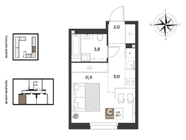 Продается Студия ЖК ГРЕЙД, литер 13, 22.7  м&sup2;, 4360670 рублей
