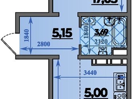Продается 2-комнатная квартира ЖК Молодежный 2, литера 13, 44.15  м&sup2;, 5306830 рублей