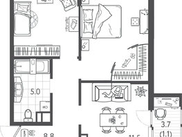 Продается 2-комнатная квартира ЖК Все Свои ВИП, литера 6, 53.82  м&sup2;, 12486240 рублей