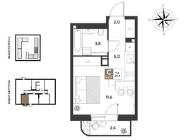 Продается Студия ЖК ГРЕЙД, литер 13, 24.8  м&sup2;, 4893040 рублей