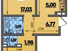 Продается 3-комнатная квартира ЖК Молодежный 2, литера 13, 63.88  м&sup2;, 7403692 рублей
