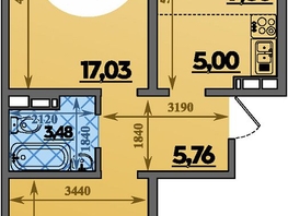 Продается 3-комнатная квартира ЖК Молодежный 2, литера 12, 57.25  м&sup2;, 7802025 рублей