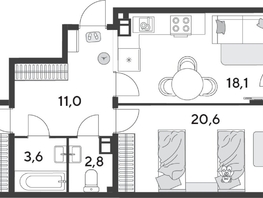 Продается 2-комнатная квартира ЖК Парк Победы 2, литера 28, 75.1  м&sup2;, 11715600 рублей
