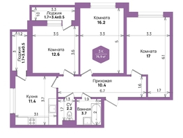 Продается 3-комнатная квартира ЖК Бауинвест, литера 6.1, 76.9  м&sup2;, 10079433 рублей