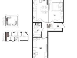 Продается 2-комнатная квартира ЖК Рекорд 2, литера 5, 68.9  м&sup2;, 14331201 рублей