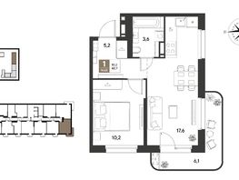 Продается 1-комнатная квартира ЖК ГРЕЙД, литер 13, 42.7  м&sup2;, 8475950 рублей
