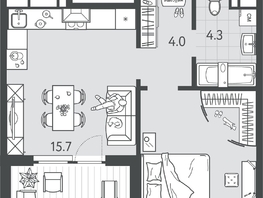 Продается 1-комнатная квартира ЖК Все Свои ВИП, литер 4, 40.65  м&sup2;, 11788500 рублей
