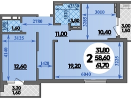 Продается 2-комнатная квартира ЖК Парк у дома, литера 7.2, 61.7  м&sup2;, 10155820 рублей