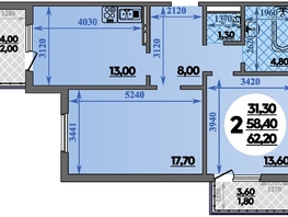 Продается 2-комнатная квартира ЖК Парк у дома, литера 7.1, 62.2  м&sup2;, 13155300 рублей