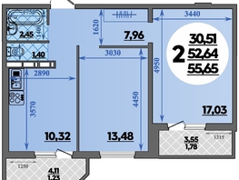 Продается 2-комнатная квартира ЖК Восточный, литера 42, 55.65  м&sup2;, 6528125 рублей