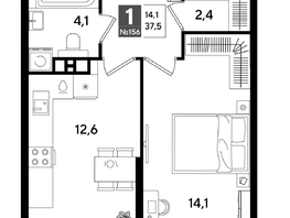 Продается 1-комнатная квартира ЖК ДОГМА ПАРК, лит 20, 36.9  м&sup2;, 7343100 рублей