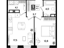 Продается 1-комнатная квартира ЖК ДОГМА ПАРК, литера 18, 43.7  м&sup2;, 8538980 рублей