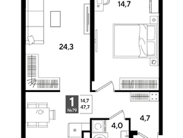 Продается 1-комнатная квартира ЖК ДОГМА ПАРК, литера 18, 47.2  м&sup2;, 8717840 рублей