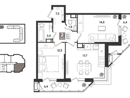 Продается 2-комнатная квартира ЖК Рекорд 2, литера 2, 69.9  м&sup2;, 14490271 рублей