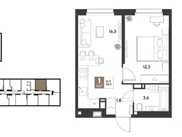 Продается 1-комнатная квартира ЖК ГРЕЙД, литер 13, 34  м&sup2;, 6912200 рублей