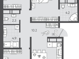 Продается 3-комнатная квартира ЖК Все Свои ВИП, литера 3, 91.15  м&sup2;, 23425550 рублей