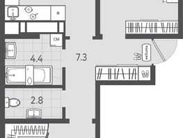 Продается 2-комнатная квартира ЖК Все Свои ВИП, литера 3, 64.3  м&sup2;, 13760200 рублей