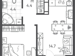 Продается 1-комнатная квартира ЖК Все Свои ВИП, литера 3, 37.15  м&sup2;, 9844750 рублей